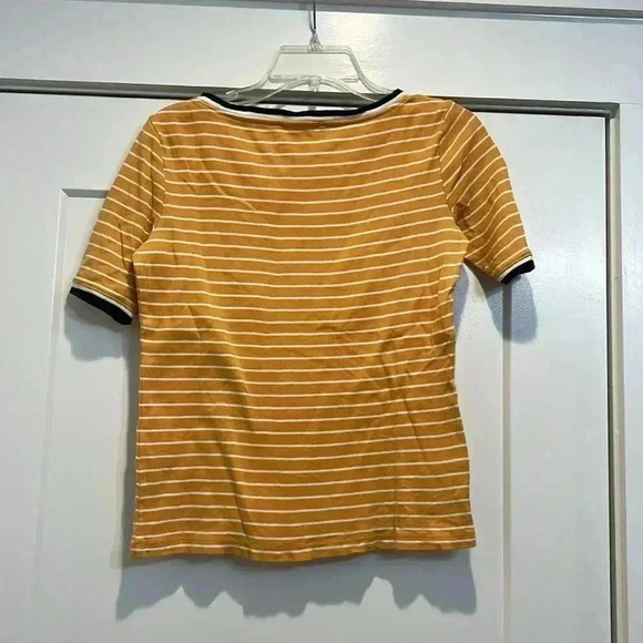 Tommy Hilfiger gold and white striped tee with navy blue trim size S/P. - Picture 4 of 6